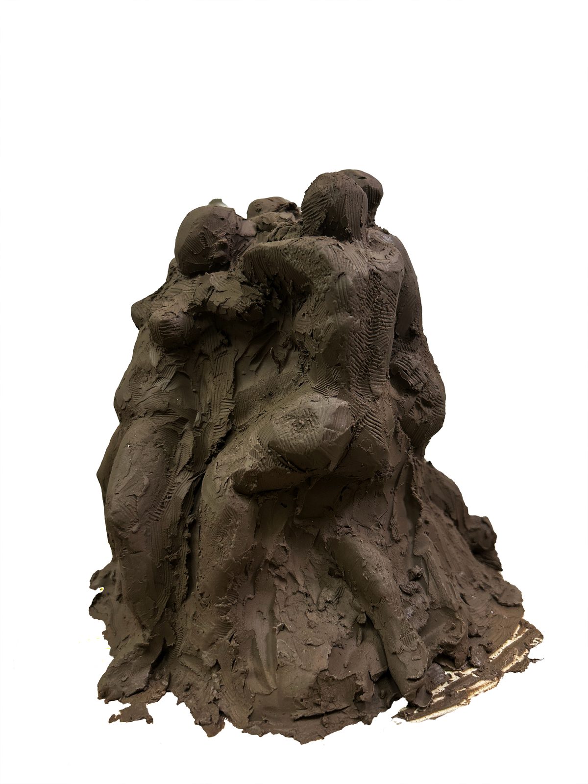 Tower of women, work in progress in stoneware clay by Isabel Arocena